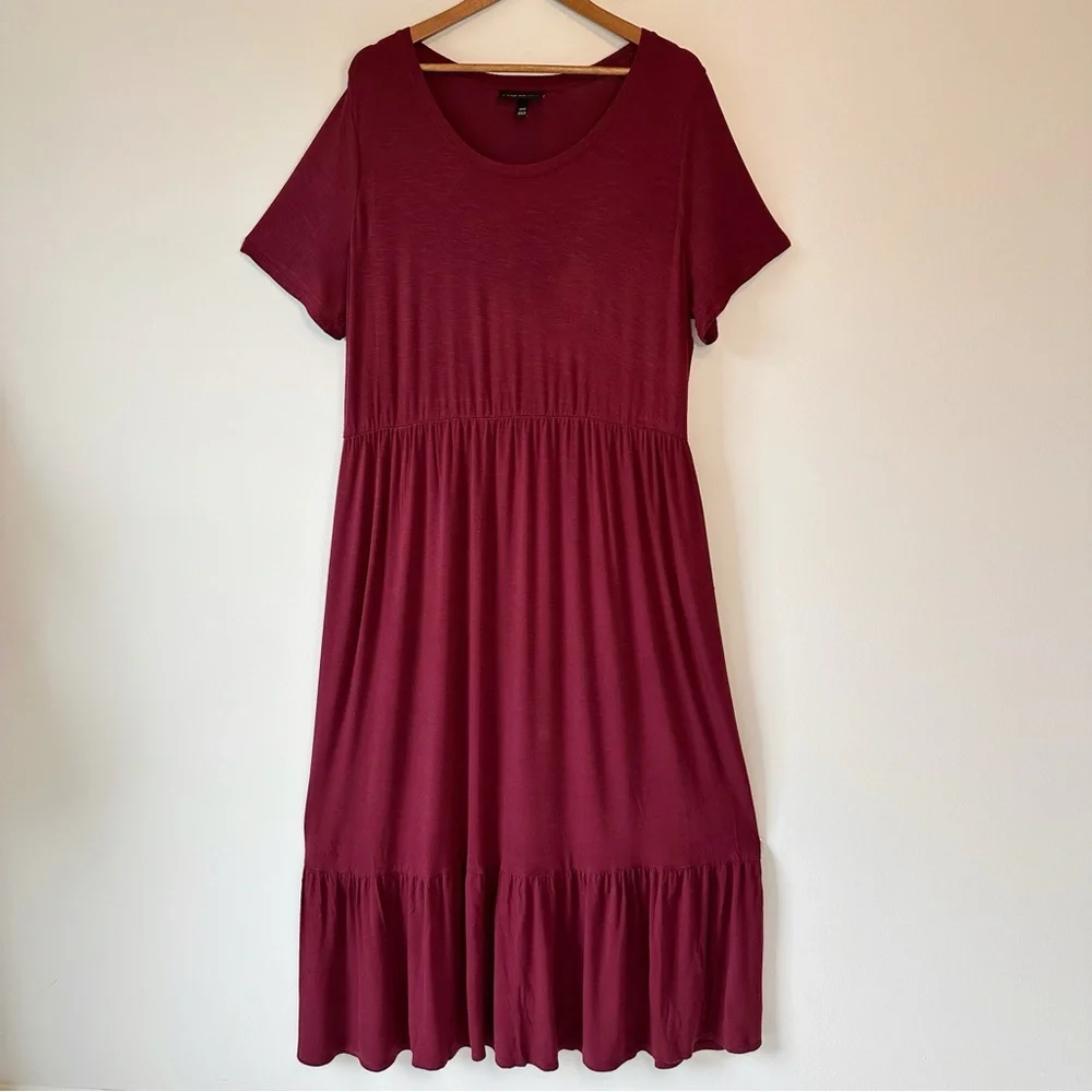 Lane Bryant Women’s Wine Burgundy Knit Flounce Maxi Dress, size 18/20 - Picture 10 of 16